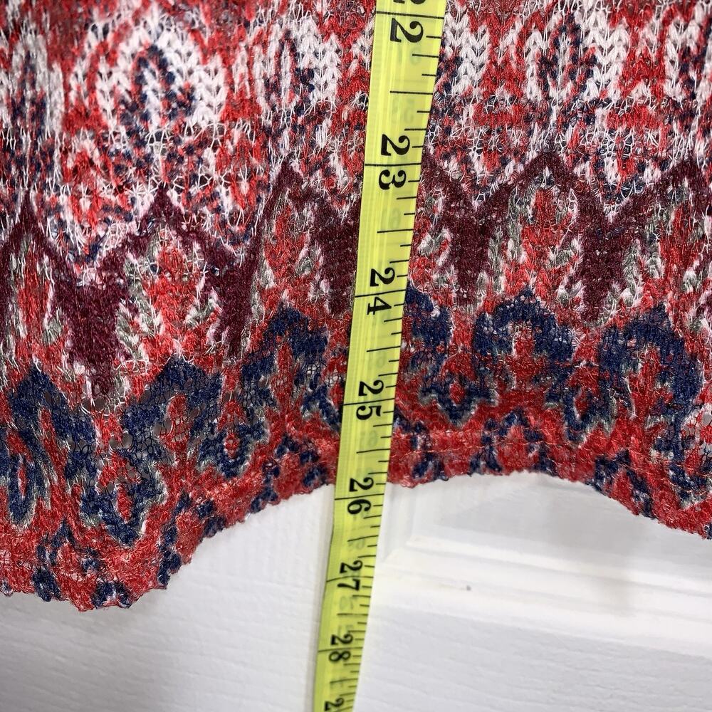Miss Understood Vest Womens Large Red Blue Ikat Knit Open Front Sleeveless - Picture 4 of 8